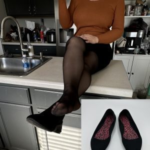 Worn Black Ballet Flats – Leopard Print Insoles