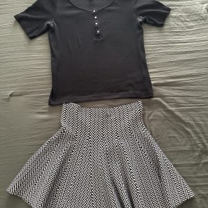 Gently Used Black Henley Top and Chevron Skirt Set (Medium/M/L)